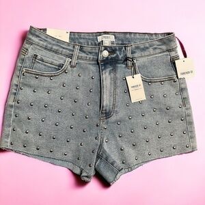 Forever21 Denim, Studded Jean Shorts